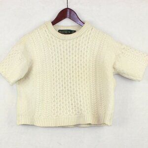 Blarney Woollen Mills Crop Sleeve Merino Sweater Womens XL